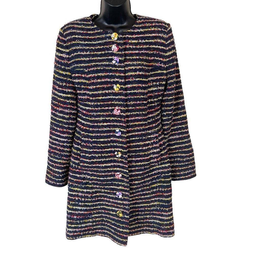 Cabi Headline Topper Button Down Multi-Stripe Coat - image 3